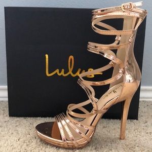 Lulus rose gold size seven lace up heels